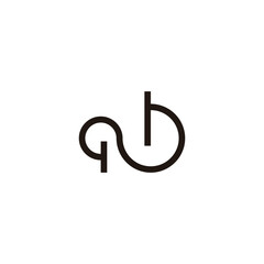 Letter q and b curve geometric symbol simple logo vector