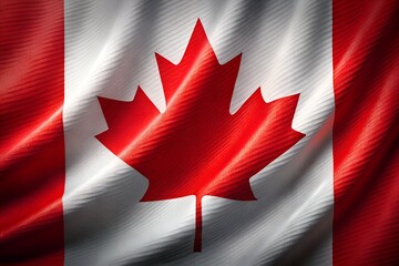 Close up of a Waving Canadian Flag with a Red Maple Leaf