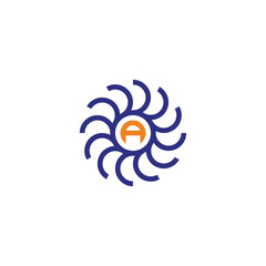 Letter A in circle, technology geometric symbol simple logo vector