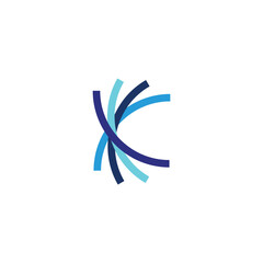 Letter K folds geometric symbol simple logo vector