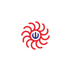 Letter w in circle, technology geometric symbol simple logo vector