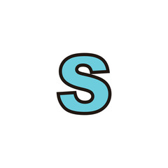 Letter S blue, outline geometric symbol simple logo vector