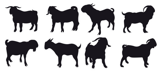 goat silhouette collection isolated vector illustration