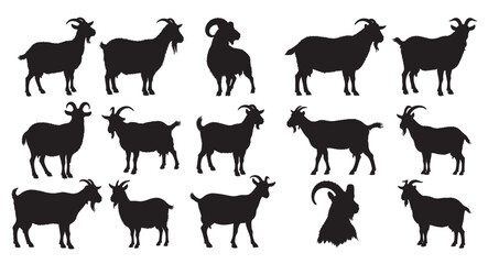 goats silhouette vector illustration