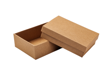Closed and open light brown cardboard box