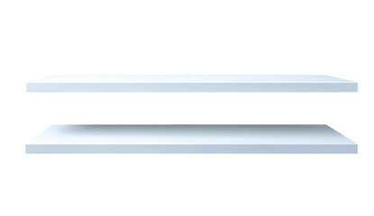 Two parallel, light gray shelves