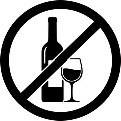 No alcohol symbol indicating prohibition, restriction, or warning against alcoholic beverages