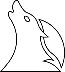 Howling wolf, jackal, dog, or fox outline logo vector design, ideal for wildlife branding, outdoor adventure graphics, and tribal inspired artwork.