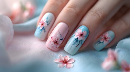 Floral Design on Hands, Home Setting, Photography, Soft Lighting, Close-Up View, Beauty Concept