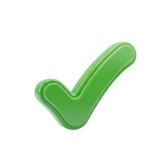 correct right checkmark sign 3d icon isolated on transparent background png