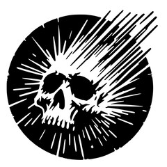 Skull explosion silhouette