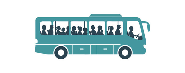 Public transportation bus filled with passengers