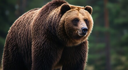 Large brown bear in forest
