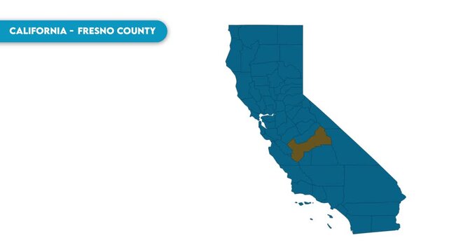 Fresno County Map Video, California map, Political Map of California, national flag and borders, perfect for presentations, travel, education, geography, and global studies.