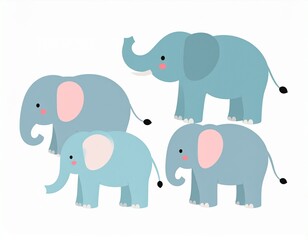 Naklejka premium Charming Elephants A Whimsical Family Illustration