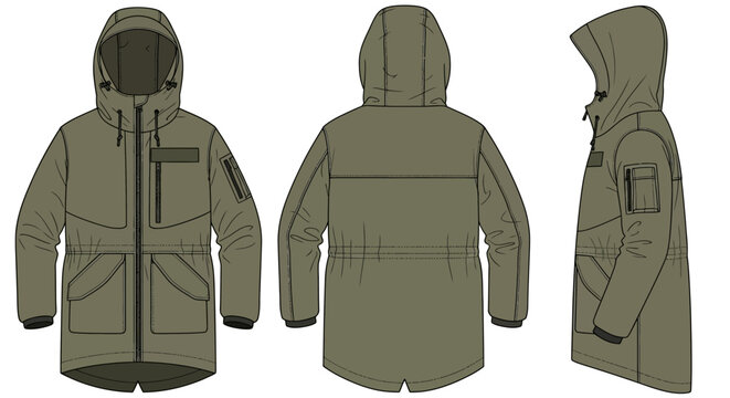 Khaki Parka Jacket Mockup