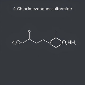 4-Chlorobenzenesulfonamide skeletal structure. Aromatic Sulfonamide compound schematic illustration. Simple diagram, chemical formula.