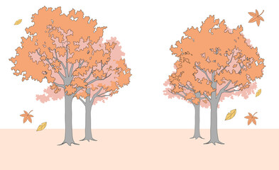 紅葉する並木の秋の背景