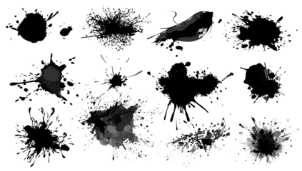 Abstract ink splatters on black background