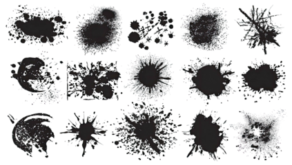 Abstract ink blots arranged in a grid pattern