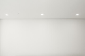 White walls and halogen lighting.