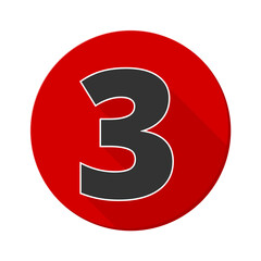 Fototapeta premium Number 3 and computer symbols in modern flat design icon isolated on transparent background