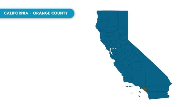 Orange County Map Video, California map, Political Map of California, national flag and borders, perfect for presentations, travel, education, geography, and global studies.