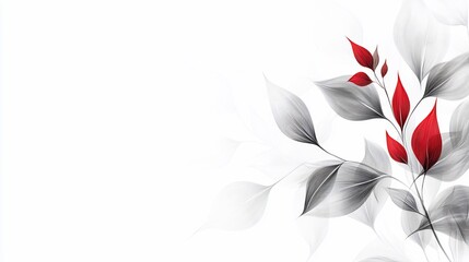 Fototapeta premium Delicate red and gray floral design