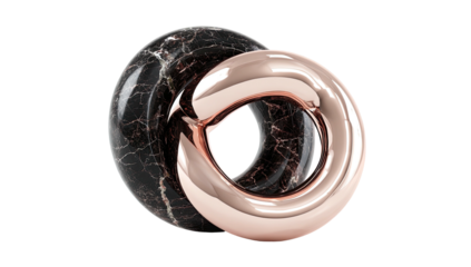 Abstract linked rings, dark & rose gold