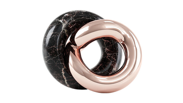 Abstract linked rings, dark & rose gold