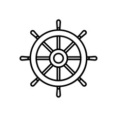 Obraz premium Simple ship wheel outline on transparent background