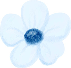 Blue light winter flower watercolor illustration