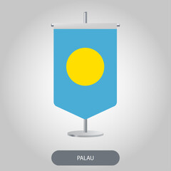 Palau vertical table flag on light grey background. Palau vertical desk flag isolated on grey background	
