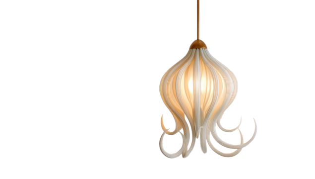 Unique, light-filled,  octopus-shaped pendant lamp