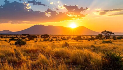 Golden savanna sunset