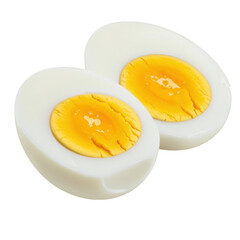 Two halves of a hard boiled egg isolated on transparent background