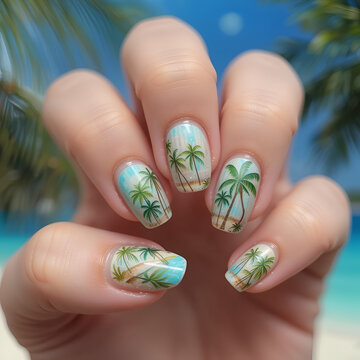 tropical nail art design ideas summer manicure inspiration beach vacation nail trends and palm tree nails