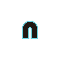 Fototapeta premium Letter n neon, blue geometric symbol simple logo vector