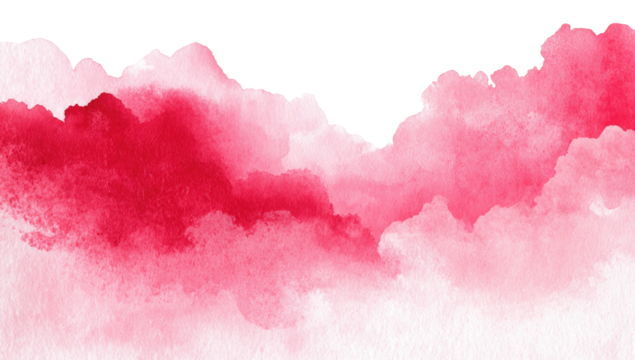 Abstract watercolor wash of deep red and pink, resembling clouds
