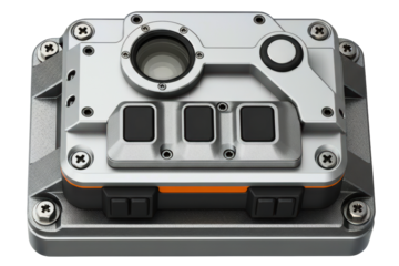 Rugged machine vision camera for industrial automation systems isolated with transparent background