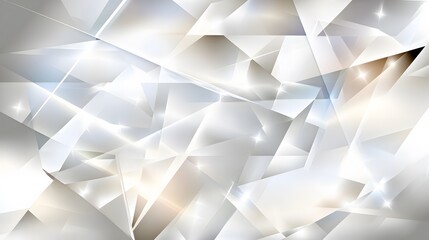 Obraz premium Abstract Silver Crystal Geometric Background Shiny Grey White Triangles