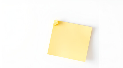 A clean, realistic sticky note on a white background, yellow color, slightly tilted, with soft drop shadow and paper texture