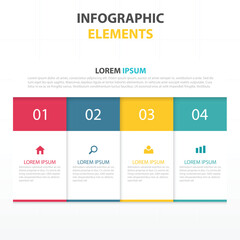 Colorful infographic elements with numbered sections and icons for data presentation and business concepts