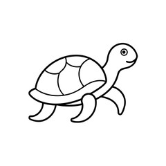 Cartoon turtle outline art on transparent background