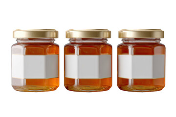 Three honey jars in a row