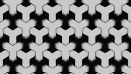 Modern seamless Y-shaped geometric pattern in grayscale with soft shadows, ideal for minimalist backgrounds.