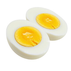 Two halves of a hard boiled egg isolated on transparent background