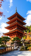 Autumn view of a Japanese pagoda