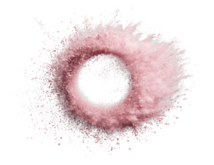 Pink, swirling, abstract design with a dark center hole