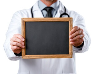 Doctor holding a blank slate